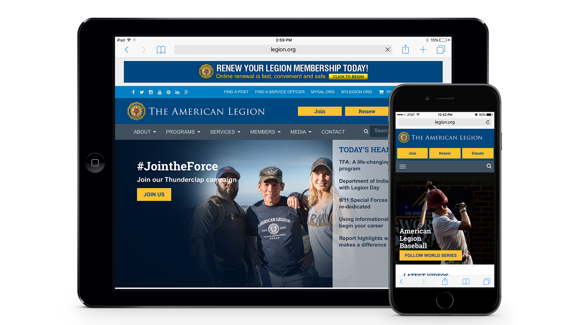 image of Sudden Industries & The American Legion Wins 2016 Best Military Mobile Website Mobile WebAward for American Legion
