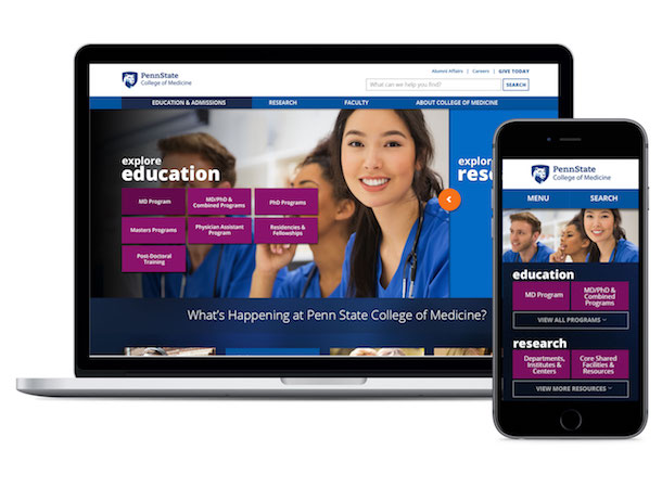 image of Penn State College of Medicine / Red Privet, LLC Wins 2016 Best Education Mobile Website Mobile WebAward for Penn State College of Medicine Website