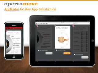 image of Aperto Move / Mindline Wins 2012 Best Consulting Mobile Website Mobile WebAward for AppRadar locates App Satisfaction