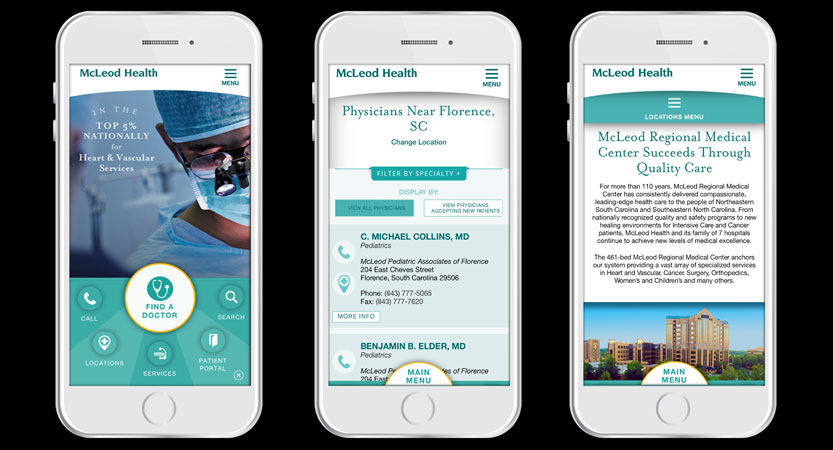 image of LHWH Advertising & PR Wins 2017 Best Healthcare Provider Mobile Website Mobile WebAward for McLeod Health Mobile Site