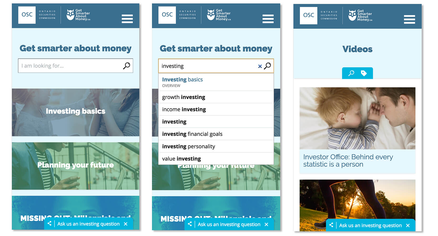 image of Ontario Securities Commission's Investor Office  Wins 2017 Best Information Services Mobile Website Mobile WebAward for Ontario Securities Commission's GetSmarterAboutMoney.ca