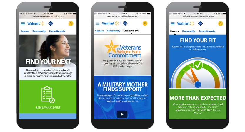 image of TMP Worldwide Wins 2017 Best Military Mobile Website, Best of Show Mobile Website Mobile WebAward for Walmart Careers with a Mission