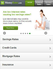 image of MoneyRates.com: Helping you make the most of your money Wins 2012 Best Financial Services Mobile Website Mobile WebAward for MoneyRates.com Mobile Site