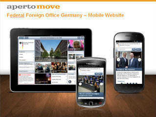image of Aperto Move / Aperto AG Wins 2012 Outstanding Mobile Website Mobile WebAward for Federal Foreign Office Germany - German Missions in the world mobile