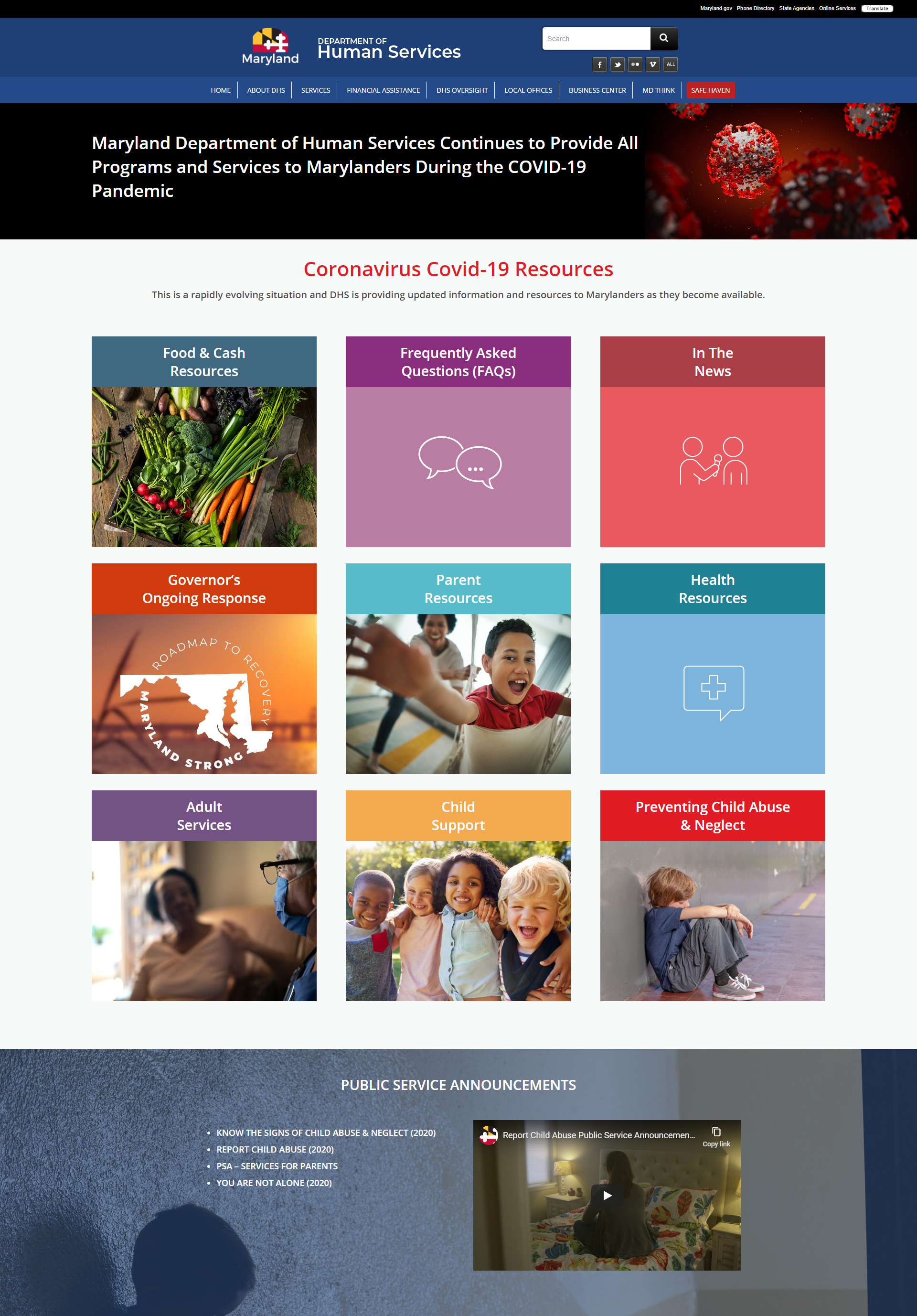image of Maryland Department of Human Services, Office of Communications  Wins 2020 Best Government Mobile Website Mobile WebAward for Maryland Department of Human Services, Office of Communications 