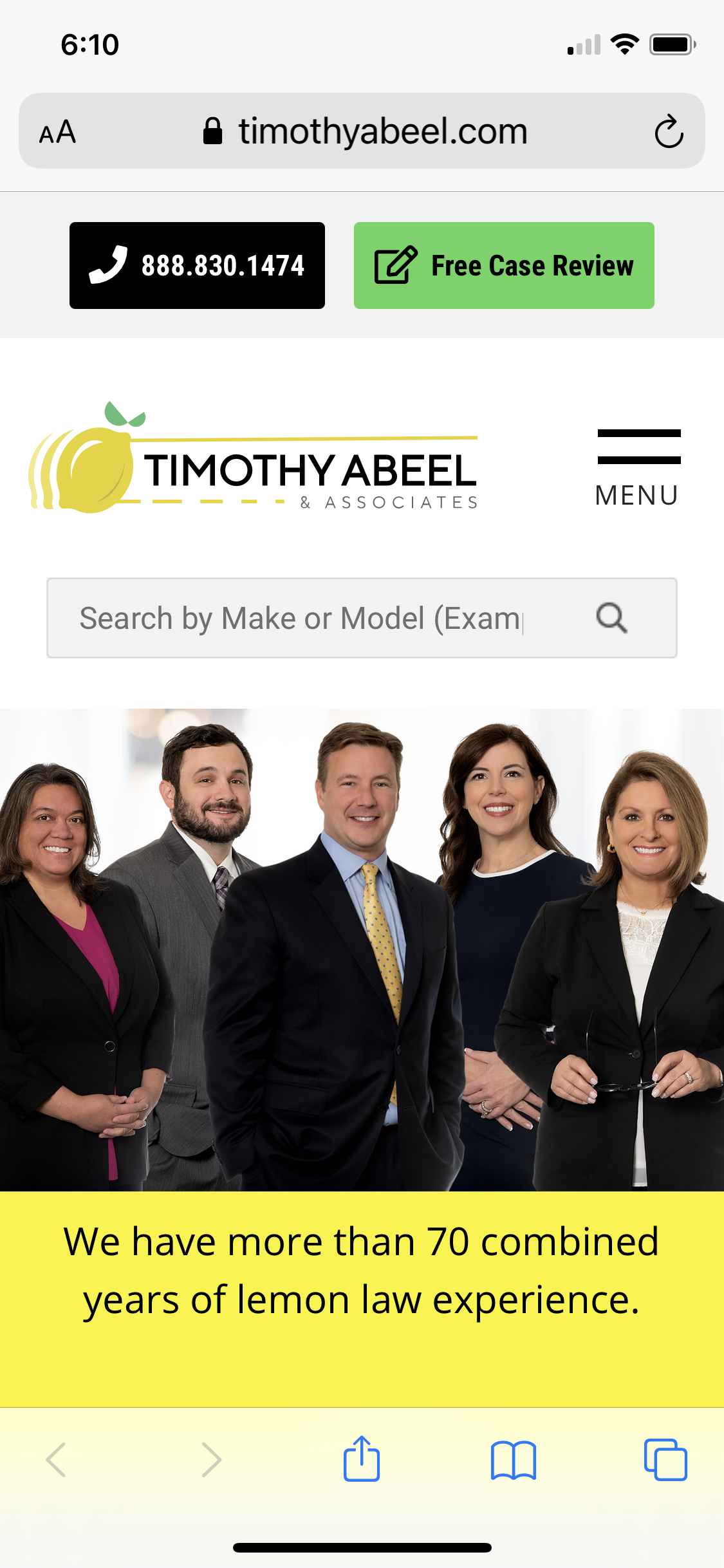 image of Legal Internet Solutions Incorporated Wins 2020 Best Legal Mobile Website Mobile WebAward for Timothy Abeel & Associates, P.C.