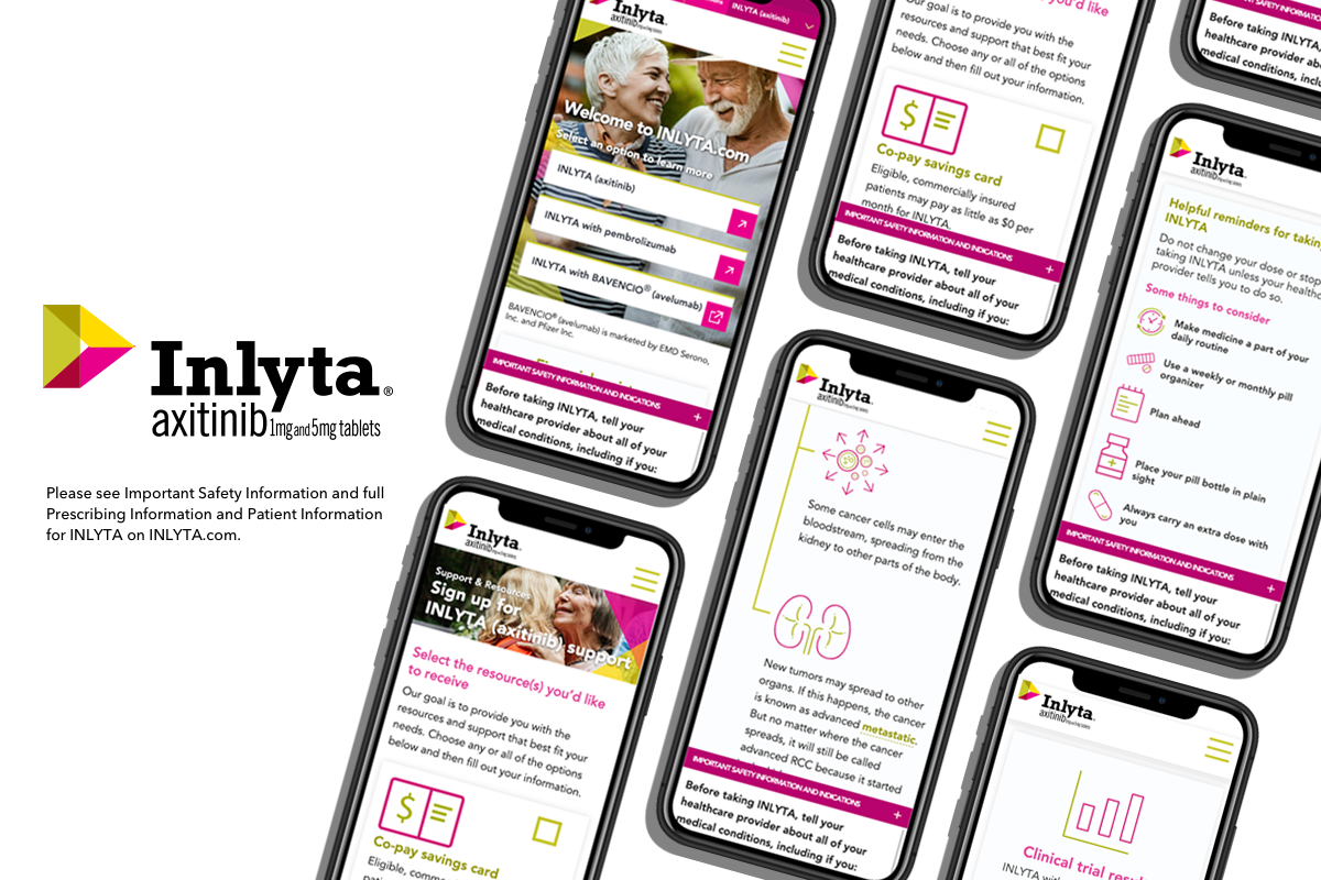 image of INLYTA Mobile Patient Website Wins 2021 Best Pharmaceuticals Mobile Website Mobile WebAward for Inlyta.com Patient Mobile Site