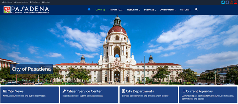 image of City of Pasadena - DoIT Web Team Wins 2021 Outstanding Mobile Website Mobile WebAward for City of Pasadena Website