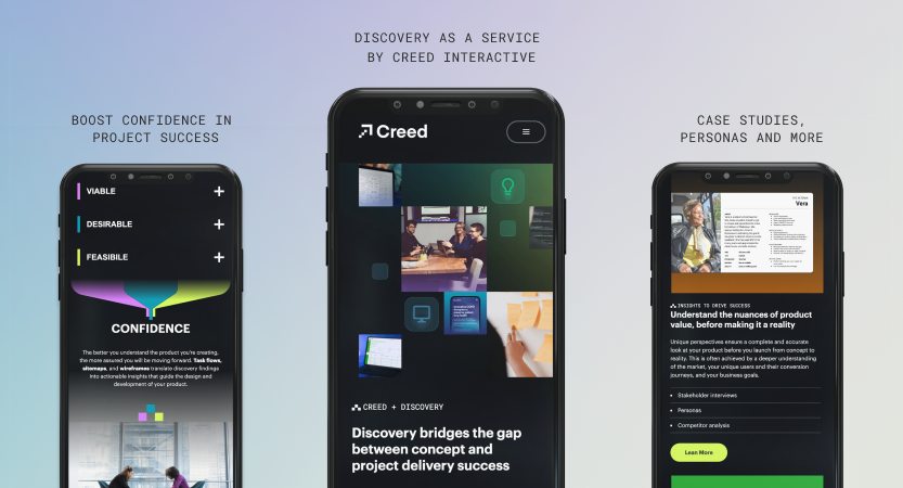 image of Creed Interactive Wins 2023 Best Professional Services Mobile Website Mobile WebAward for Creed Marketing Landing Page for Discovery Services