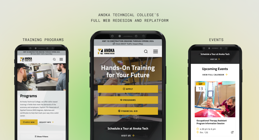 image of by Creed Interactive Wins 2023 Best University Mobile Website Mobile WebAward for Anoka Technical College