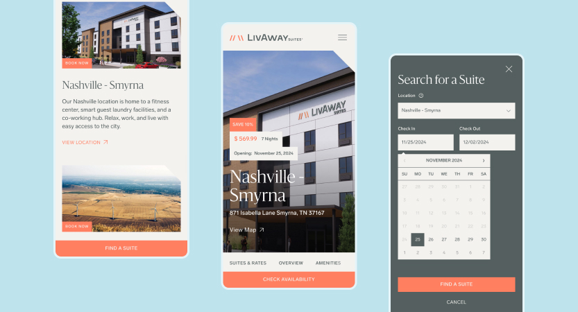 image of Altos Wins 2024 Best Hotel and Lodging Mobile Website Mobile WebAward for LivAway Suites Website