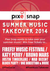image of Pixe Social Wins 2014 Best Social Network Mobile Application Mobile WebAward for Pixe Snap Summer Music Take Over