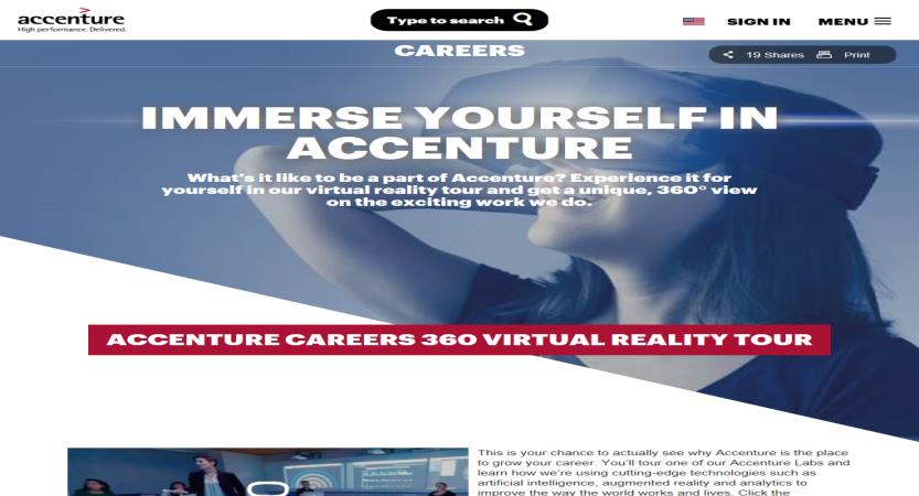 image of Accenture Wins 2016 Best Marketing Mobile Website, Best Technology Mobile Website Mobile WebAward for Accenture Careers 360 Virtual Reality Tour